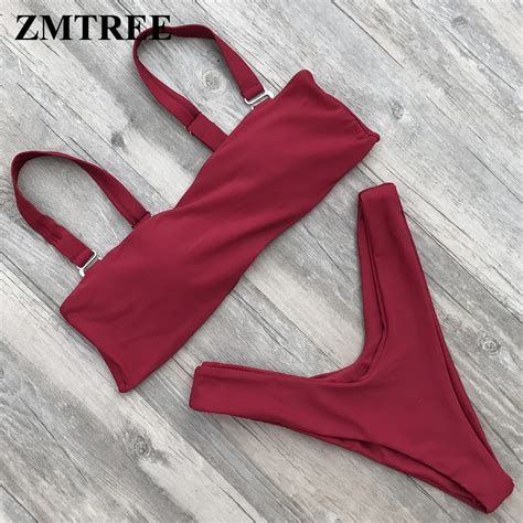 ZMTREE Bikini Set 2018 Summer New Bathing Suit Cropped Top Women