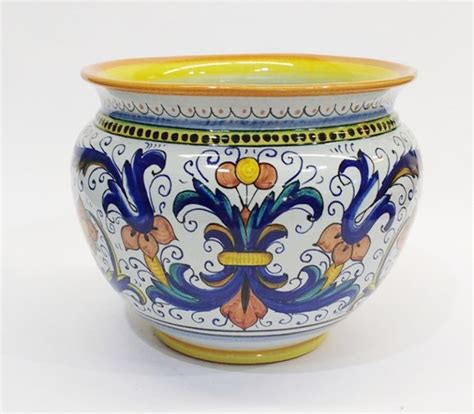 Portavaso Cache Pot Ricco Deruta Ceramica Dipinta A Mano Ceramiche