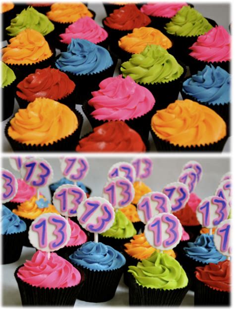 Brightly Coloured Cupcakes For A Thirteenth Birthday