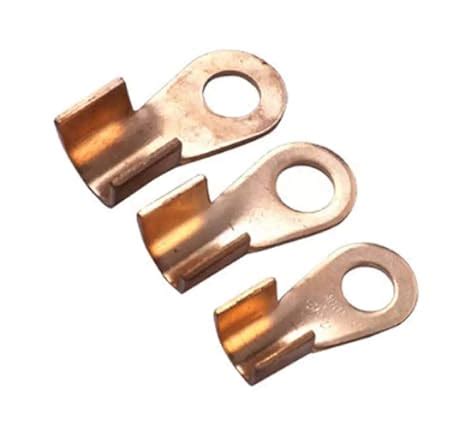 AUTO EX 5Pcs 100A Open Barrel Copper Ring Lug Terminals Wire Crimp