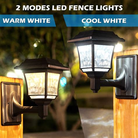 Leidrail Solar Fence Lights Outdoor 2 Pack 2 Modes Led Deck Post Sola