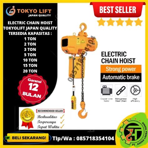 Jual Electric Chain Hoist Ton X Meter Phase Tokyo Lift Japan