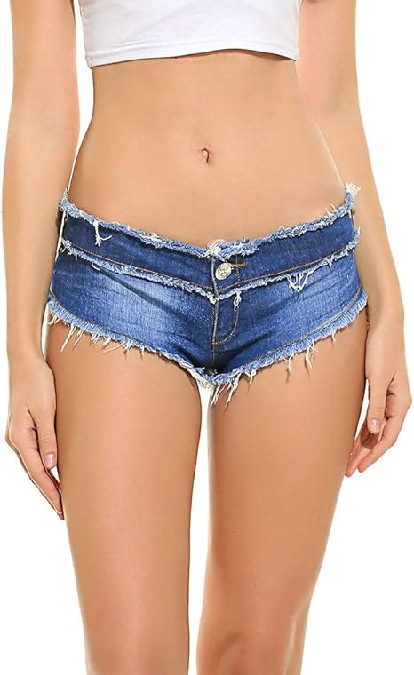 Romanstii Mini Shorts Denim Stretchable Cut Off Low Rise Waist Sexy Micro Jeans Hot Pants For