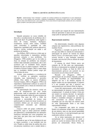 Erro Na Aritm Tica De Ponto Flutuante Pdf