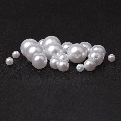 Pcs Lot Mm Acrylic Round White Straight Holes Abs Imitation