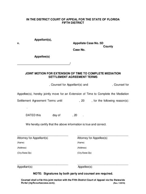 Fillable Online Form Motion Fifth District Court Of Appeal Fax Email