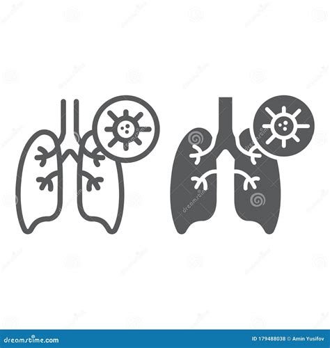 Pneumonia Line Icon. Coronavirus Covid Symptoms. Asthma, Tuberculosis