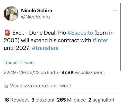 Nicolò Schira on Twitter Now its official Pio Esposito has