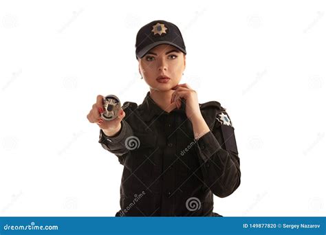 Close Up Shot Of A Redheaded Female Police Officer Posing For The