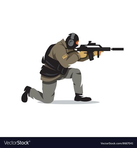 Tactical shooting cartoon Royalty Free Vector Image