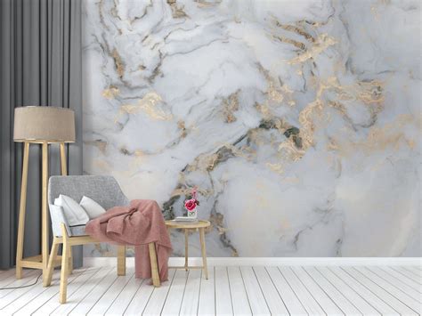 Marble Effect Wallpaper Wall Mural - Etsy