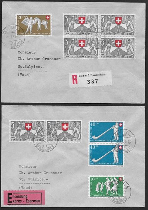 1951 Zwei R Ex Briefe PP BERN Portogerecht Frankiert Ab 1 Kaufen