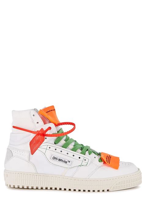 Off White C O Virgil Abloh Off Court White Leather Hi Top Sneakers