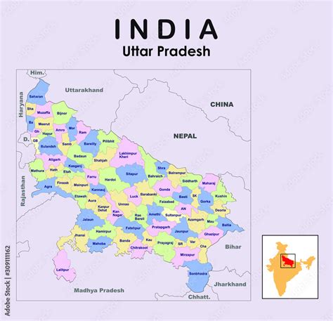 Map Of Uttar Pradesh District