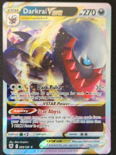 Darkrai VSTAR 099 189 SWSH Astral Radiance Ultra Rare Holo Pokémon TCG