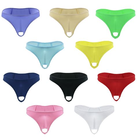 Men S Lingerie Thong Underwear Penis Hole Bikini Briefs Micro G String Panties EBay