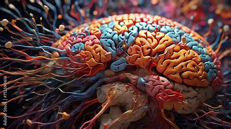 Illustrate A Vibrant Close Up Of The Human Brain Showcasing Neurons