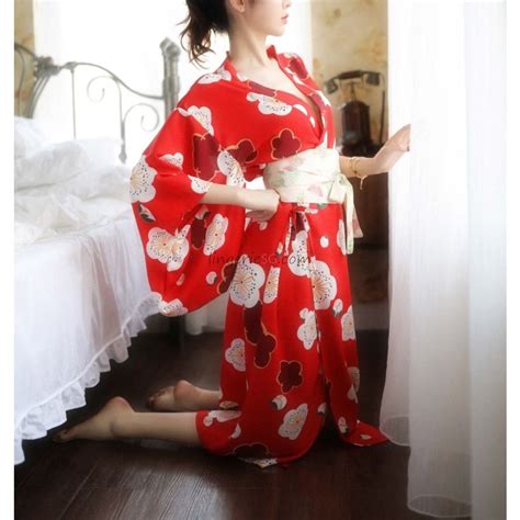 Japanese Sakura Kimono Red Robe Singapore Lingerie Store