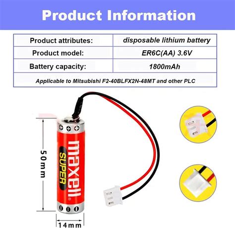 XIAOXX paquete de 20 unidades 3 6V ER6C AA PLC batería de 1800mAh