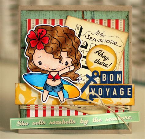 Surfer Anya The Greeting Farm Cling Mount Rubber Stamp Stamping Craft