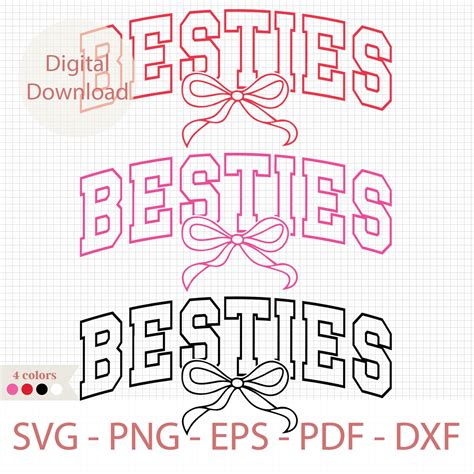 besties varsity bow svg png  friend shirt svg girls trip matching