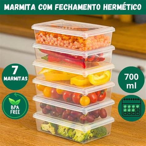 Kit Marmita Pote Vasilha Tampa Pl Stico Frezeer Microondas