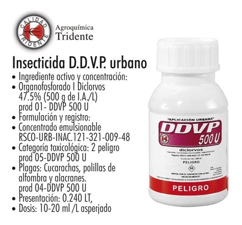 Ddvp 500 Urbano Insecticida Control De Plagas Diclorvos Meses Sin