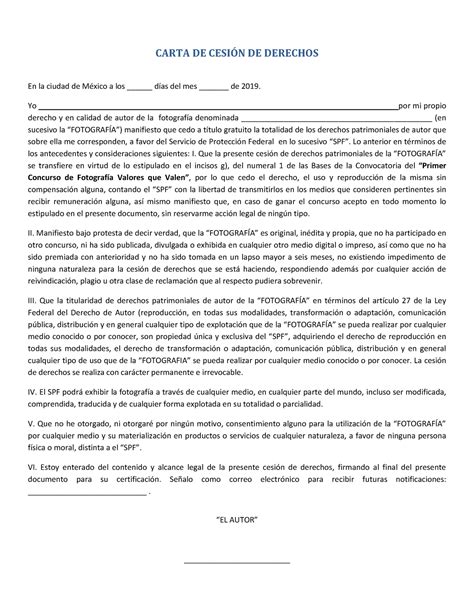 Carta De Cesi N De Derechos Carta De Cesin De Derechos En La Ciudad