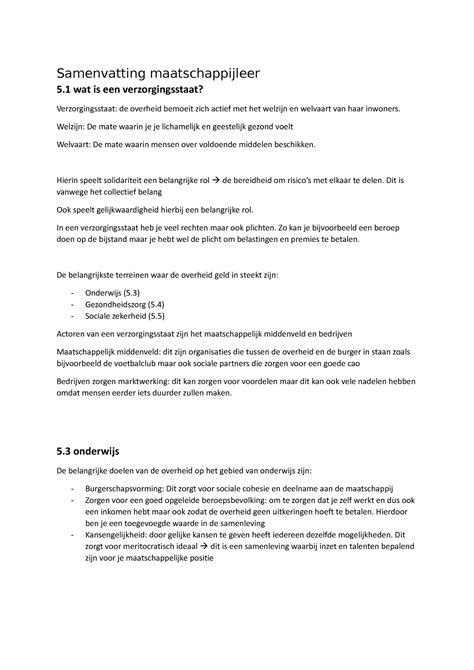 Samenvatting Verzorgingsstaat Samenvatting Maatschappijleer 5 Wat Is