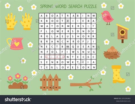 Spring Word Search Puzzle Kids Funny Stock Vector Royalty Free