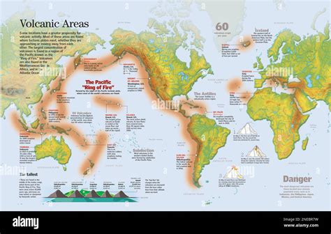 Infographic about the main areas with volcanic activity in the world ...