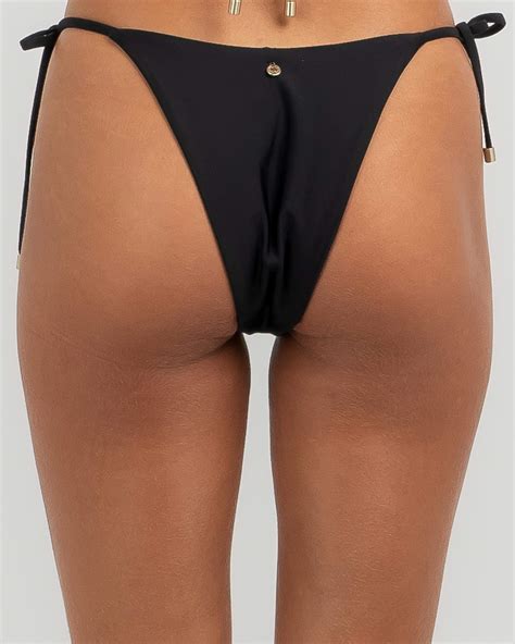 Shop Rhythm Classic Tie Side High Cut Bikini Bottom In Black Fast