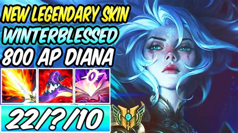 S WINTERBLESSED DIANA MID NEW AMAZING LEGENDARY SKIN 800 AP GAMEPLAY