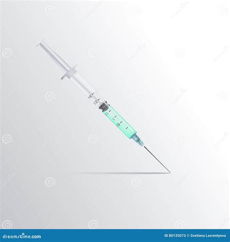 Medische Spuit Met Een Vloeistof Op Een Witte Achtergrond Vector