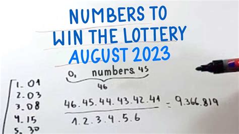 NUMBERS THAT WILL WIN THE LOTTERY And RECEIVE UNEXPECTED MONEY AUGUST