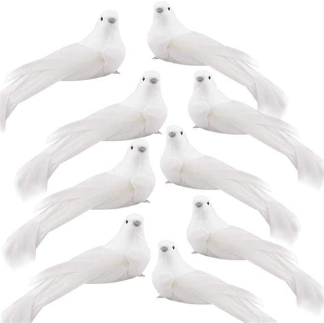 Amazon Yistao Artificial White Doves Pack White Feathered Mini