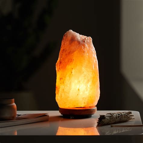 Pure Organic Himalayan Salt Lamp Natural Shape With Wooden Base & 15