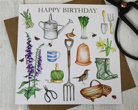 Gardening Birthday Card Birthday Cards Gifts Gift Etsy Uk