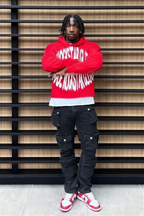 Red And Black Streetwear Outfit Inspo Men Bomberjack