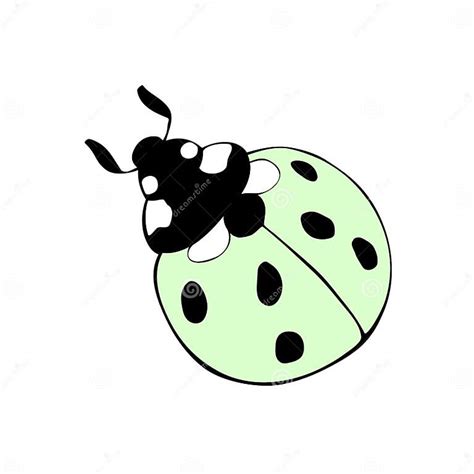 Vector Light Green Ladybug In Flat Style Cute Insect Clipart Design Element On Theme Of