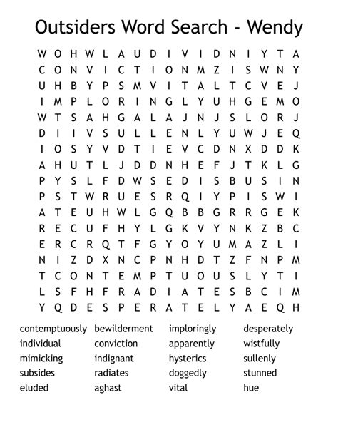 Outsiders Word Search Wendy Wordmint