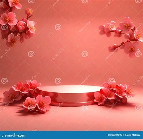 Podium Cherry Blossom Generativeai Royalty Free Illustration 288394299