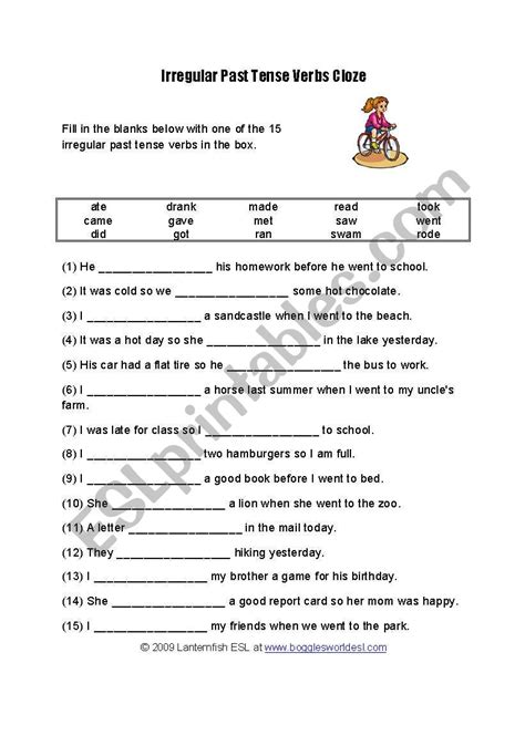 Irregular Verbs Esl Worksheet By Silvym