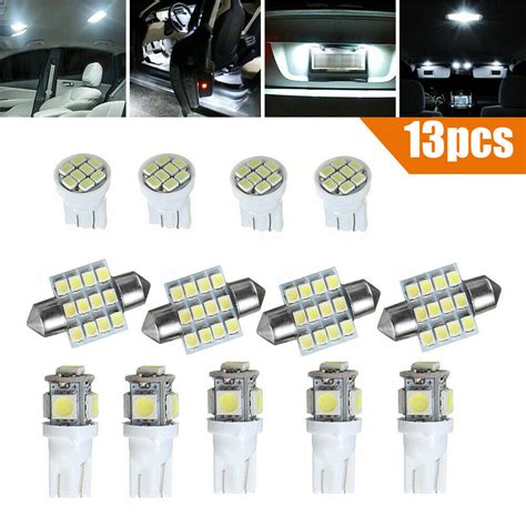 13pcs Car White LED Dome Map Trunk License Plate Lamp Lights Bulbs