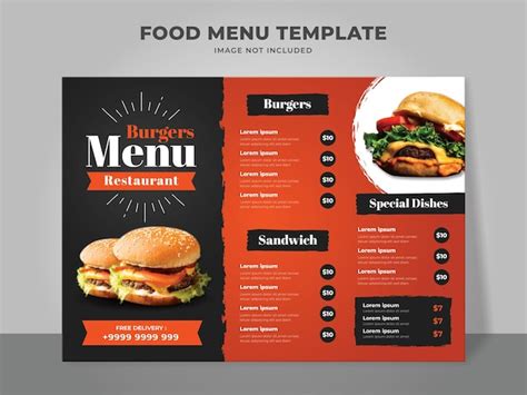 Premium Vector | Burger menu template for fast food restaurant and cafe