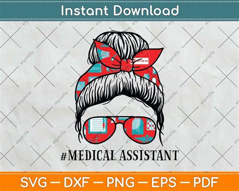 Messy Hair Woman Bun Medical Assistant Nurse Life Svg Cutting File