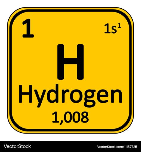 Periodic Table Element Hydrogen Icon Royalty Free Vector