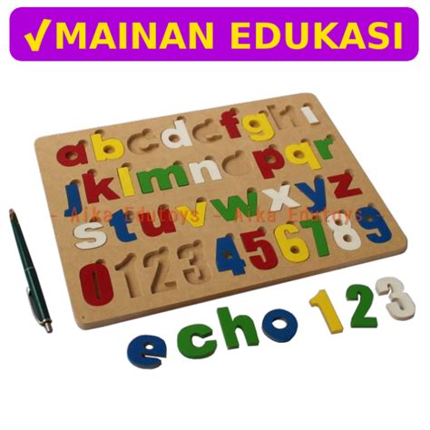 Puzzle Alfabet Huruf Kecil Angka Warna Color Wooden Alphabet Letter