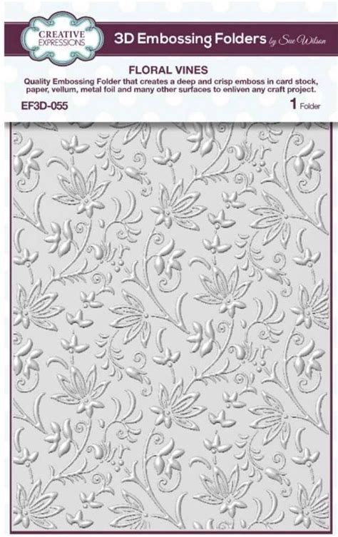 Sue Wilson Floral Vines Embossing Folder EF3D 055 Craft Bliss