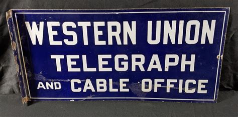 Bid Now Porcelain Flange Sign Western Union Telegraph And Cable Office